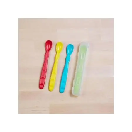 4 Pack Infant Spoons with Travel Case  Primary