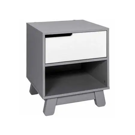 Hudson Nightstand with USB Port Grey White