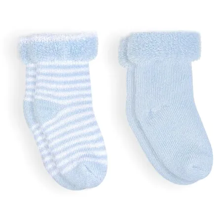 Kushies	2 Pack Terry Socks - Blue 3-6m	SK6700609 Tjskids.com