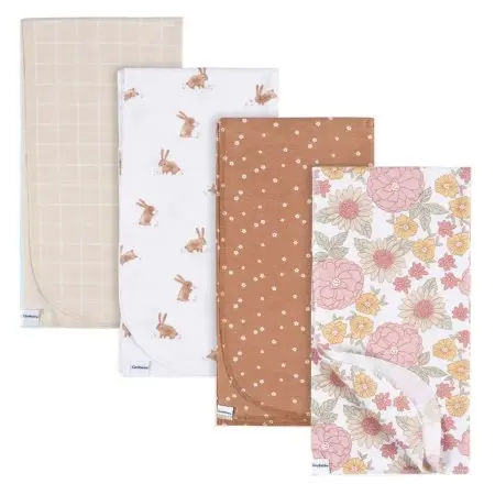 Gerber 4-Pack Flannel Receiving Blanket - Retro Floral	GCW51034 13618469244 Tjskids.com