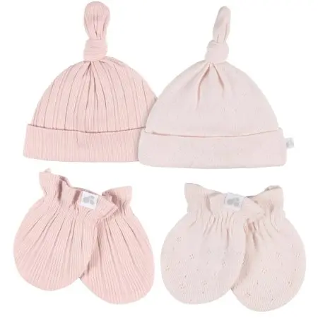 Just Born 4-Piece Hat and Mittens - Pink GCW60531	32633138881 Tjskids.com