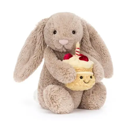 Jellycat Bashful Beige Bunny Birthday BAS3BEBB	670983160215 Tjskids.com