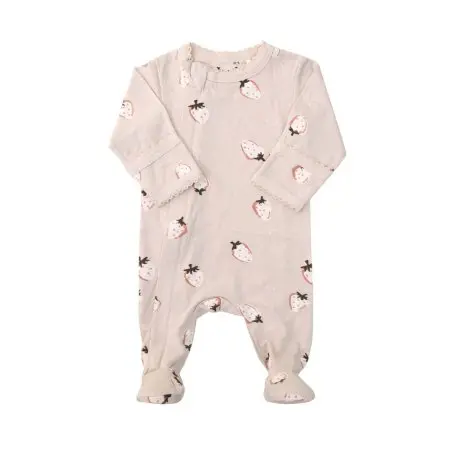 Coccoli Modal Zipper Footie - Dusty Pink Strawberry