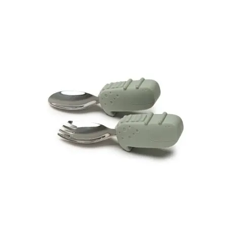 Learning Spoon/Fork Set - Alligator/Sage