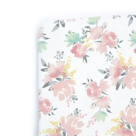 Percale Dream Playard Sheet - Watercolour Flowers