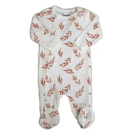 Zipper Footie - Caramel Leaves