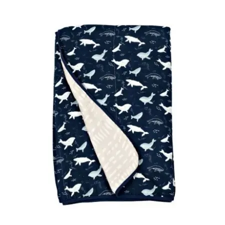 Muslin Quilt 4 Layer - Blue Whales
