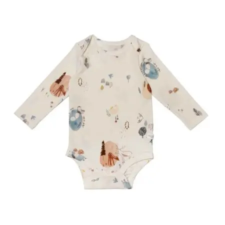 Long Sleeve Bodysuit In Tencel - Cozy Forest 0 - 3 months