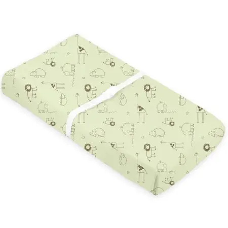 Kushies Flannel Contour Pad Sheet With Slits - Green Safari