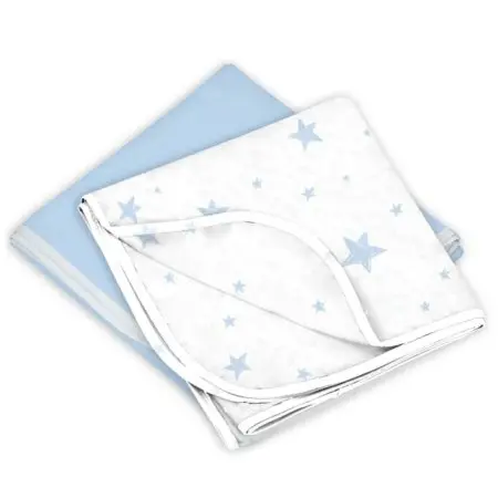 Kushies Flannel Receiving Blanket 2 Pack  Blue SolidStars 