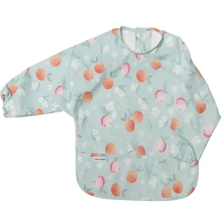 Loulou Lollipop Long Sleeve Waterproof Bib - Peaches	LSBIBPCH 825754040535 Tjskids.com