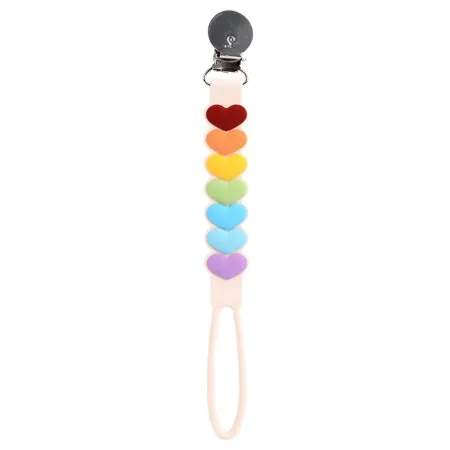 Silicone Pacifier Clip - Beadless Sweetheart Rainbow