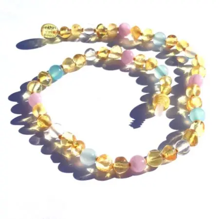 Mama Goose Baby Amber and Gem Stone Necklace - Wild Lemon