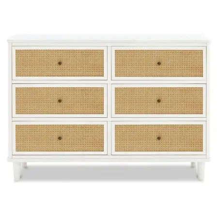 Namesake Marin with Cane 6 Drawer Warm White and Honey cane