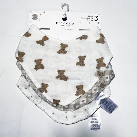 Piccolo Bambino 3 Pack Muslin Bandana Bibs - Beige