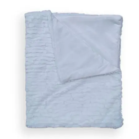 Piccolo Bambino Double Layer Feathered Faux Fur Blanket - Blue
