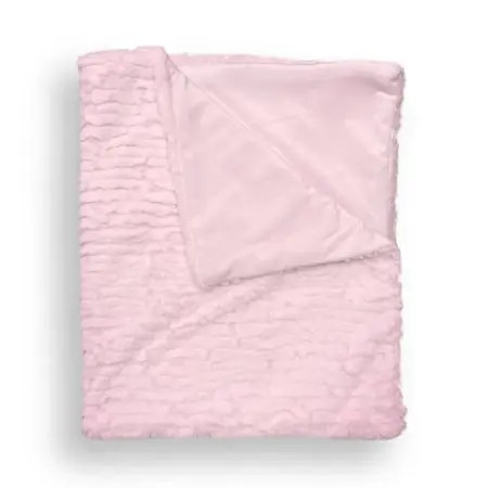 Piccolo Bambino Double Layer Feathered Faux Fur Blanket - Pink