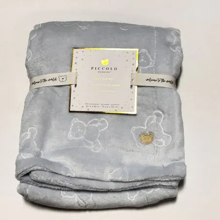 Piccolo Bambino Embossed Plush Blanket - Blue