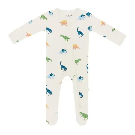 Kyte Baby Printed Zippered Footie - Ecru Roar Tjskids.com