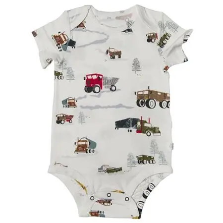 Loulou Lollipop Short Sleeve Bodysuit - Happy Trucks 02878