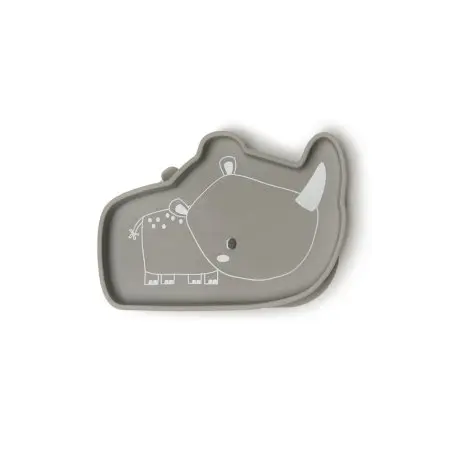 Silicone Snack Plate - Rhino/Silver Grey