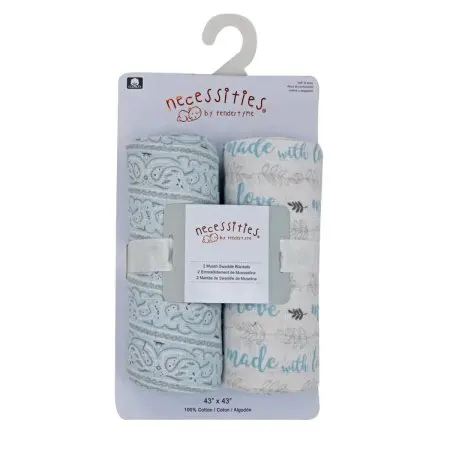 Tendertyme 2 Pack Muslin Swaddle Blankets - Blue