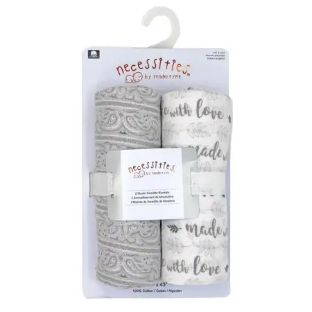 Tendertyme 2 Pack Muslin Swaddle Blankets - Grey