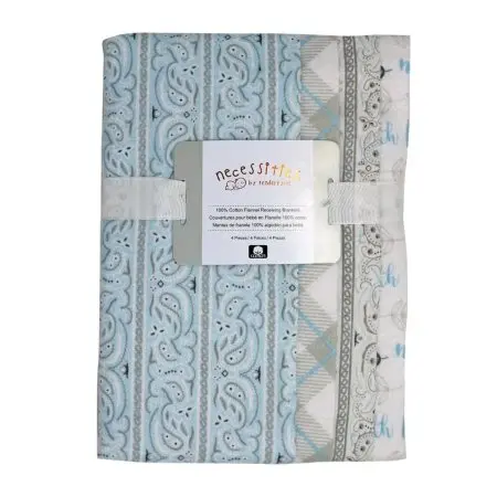 Tendertyme 4 Pack Receiving Blankets - Blue