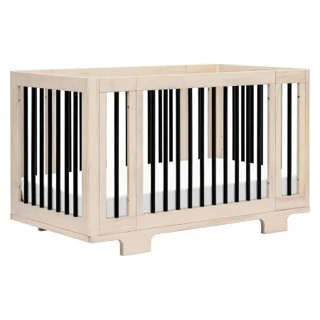 Babyletto Yuzu 8 in 1 Convertible Crib with All Stages Conversion Kit - Washed Natural/Black M23401NXB	48517869154 Tjskids.com
