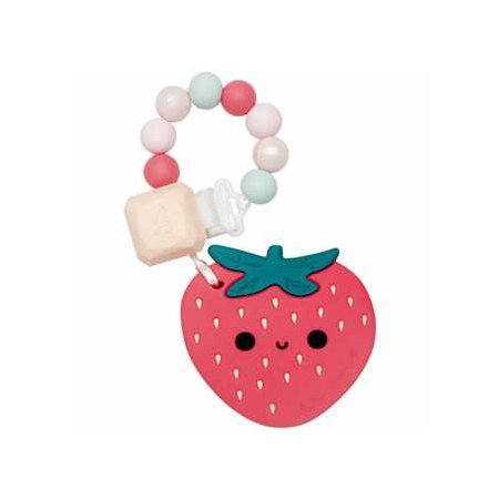 Silicone Teether n Clip Set Strawberry