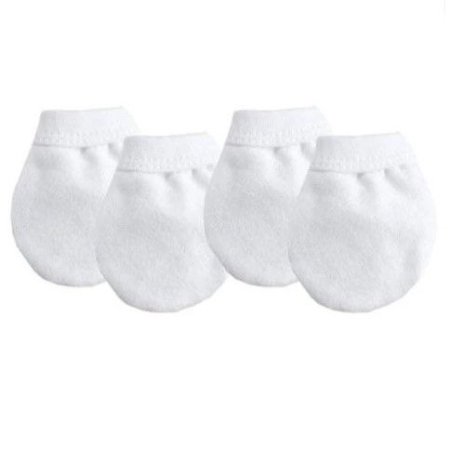 Flannel No Scratch Mittens - White