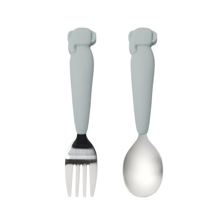 Big Kids Spoon/Fork Set - Elephant/Blue