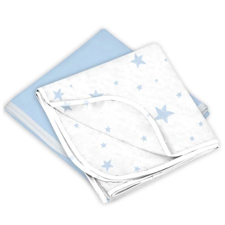 Kushies Flannel Receiving Blanket 2 Pack  Blue SolidStars 