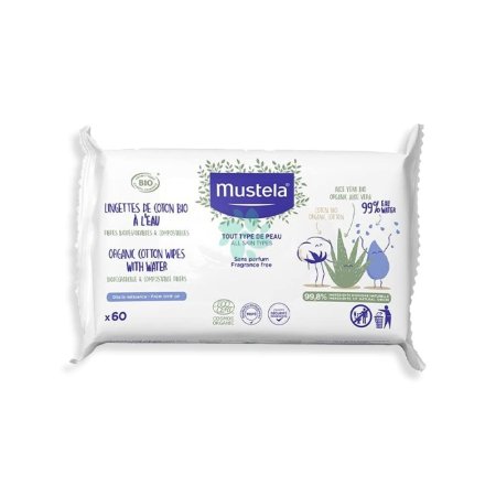 Organic Cotton Wipes with Water 60ct