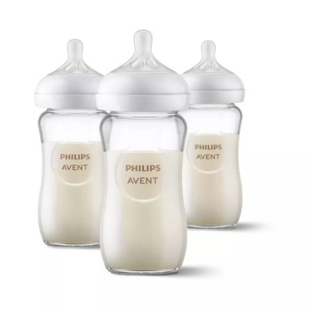 Philps Avent Natural Glass Baby Bottle 8oz 3 Pack 
