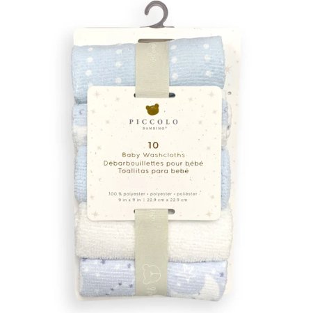 Piccolo Bambino 10 Pack Washcloth Set Blue