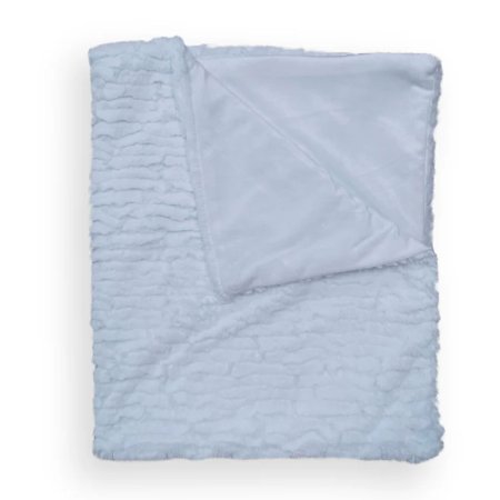 Piccolo Bambino Double Layer Feathered Faux Fur Blanket - Blue