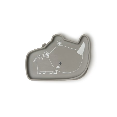 Silicone Snack Plate - Rhino/Silver Grey
