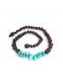 Baby Amber and Gem Stone Necklace - Raw Cherry & Turquoise