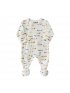 Modal Zipper Footie - Cream Dogs Print