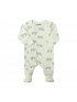 Modal Zipper Footie - Green Cows Print