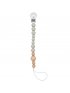 Colour Block Silicone & Wood Pacifier Clip - Cool Grey