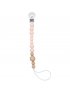 Colour Block Silicone & Wood Pacifier Clip - Pink Quartz