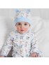 Dotty Lambs Footie and Hat - White Print