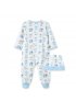 Dotty Lambs Footie and Hat - White Print