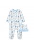 Dotty Lambs Footie and Hat - White Print