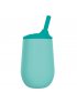 Silicone Sipper First Training Cup with Touch Flow Straw 6oz Aqua