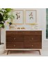 Palma 7 Drawer Double Dresser - Warm White With Natural Walnut