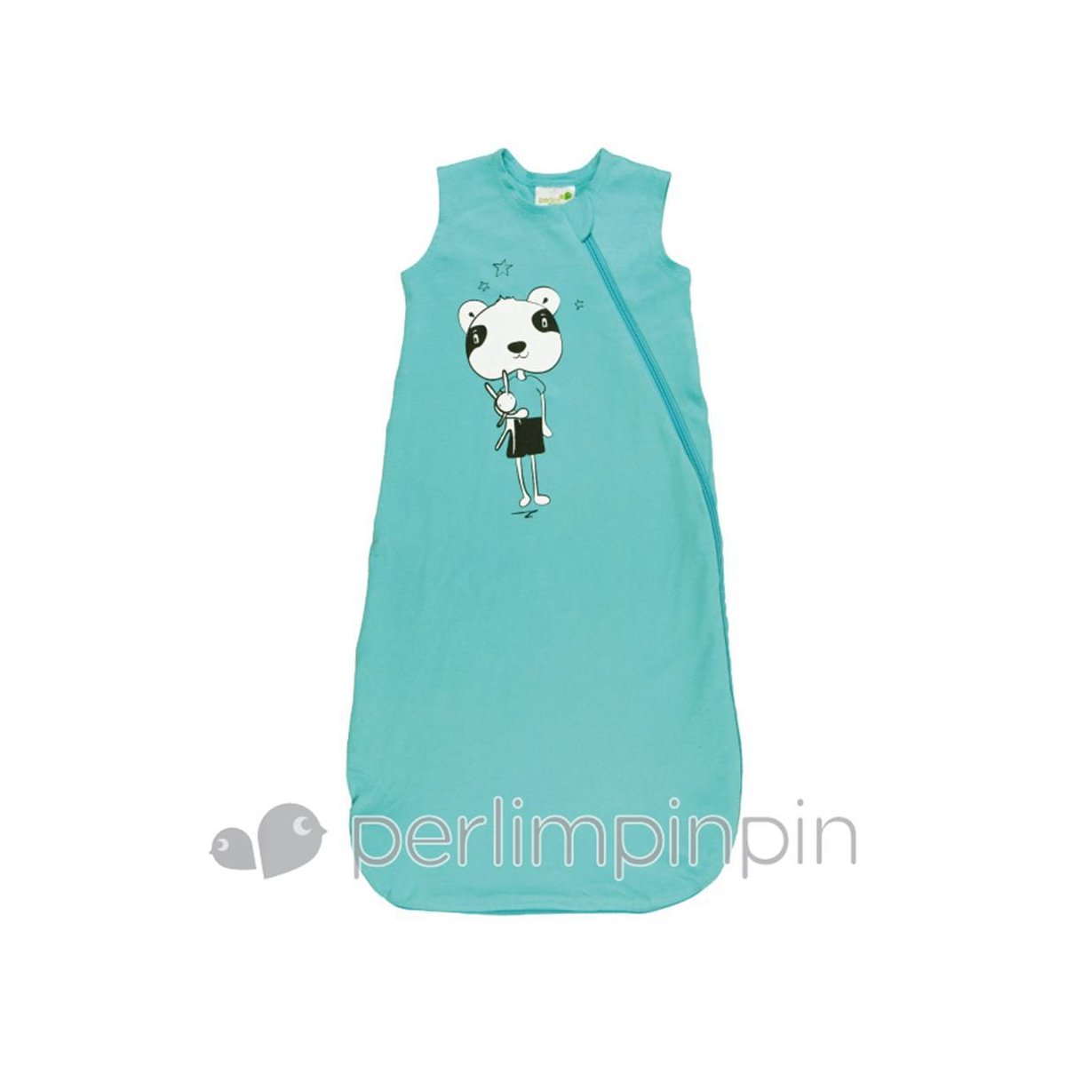 Interlock Cotton Nap Bag 0.3 Tog - Aqua Panda