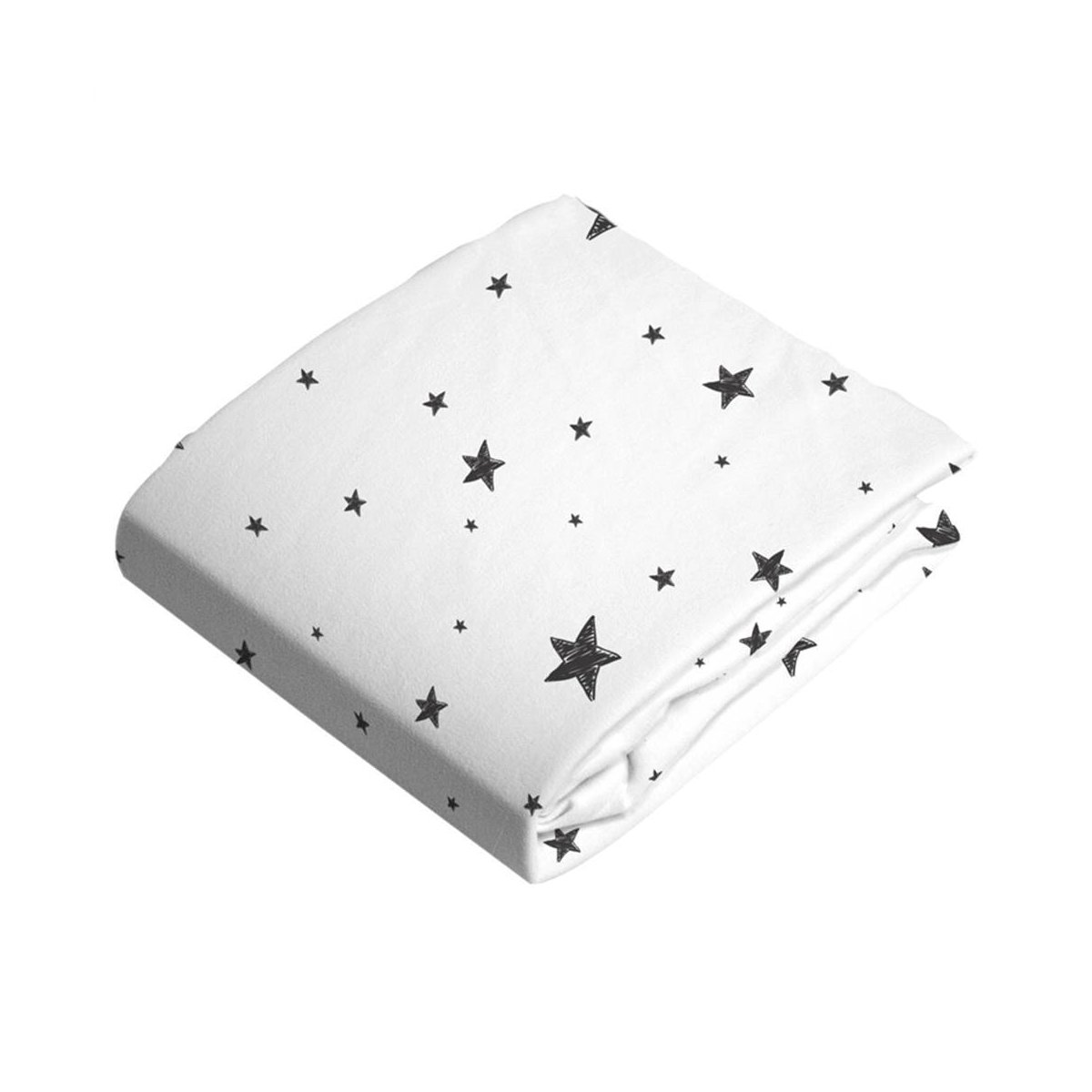 Flannel Cradle N Change Pad Sheet - Scribble Stars Black & White